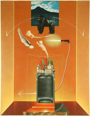 SARRI SERGIO (n. 1938) L'angelo e la bestia. 1983. Acrilico su tela. Cm 89,00...