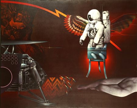 SARRI SERGIO (n. 1938) L'istinto alla caccia (allegoria n.2). 1982. Acrilico...