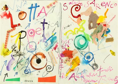 TINGUELY JEAN (1925 - 1991) Viva la lotta poetica. 1987. Tecnica mista su...