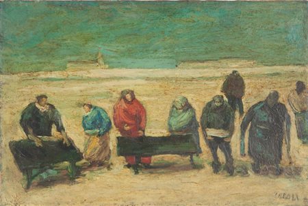 CARLO CAROLI (1920-2008) Fuori paese (probabilmente 1948)olio su tela cm...