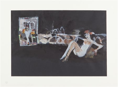 MARCELLO AVENALI (1912-1981) Interno 1968olio su carta nera cm...