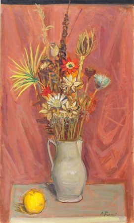 ACHILLE FUNI (1890-1972) Vaso con fioriolio su tela cm 100x60firmato in basso...