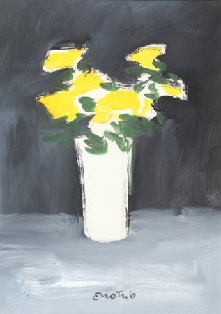 ENOTRIO (1920-1989) Senza titolo (Fiori gialli)acrilico su tela cm 67x47...