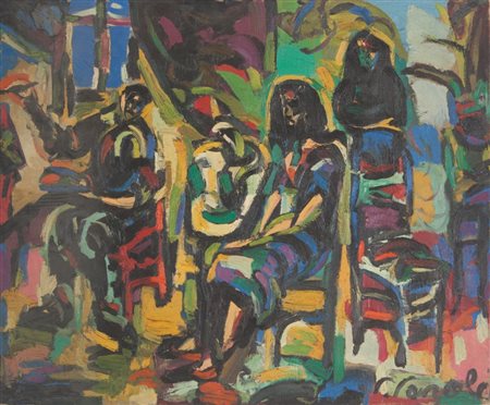 CARLO CAROLI (1920-2008) Lo studio (probabilmente 1950)olio su tela cm...