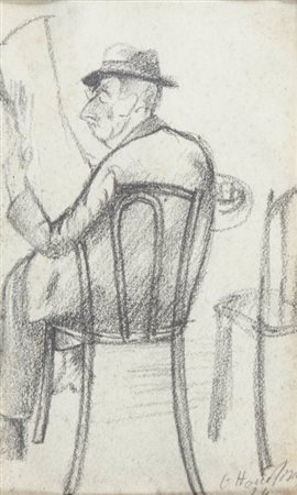 OTTONE ROSAI (1895-1957) Uomo che legge 1924carboncino su carta cm...
