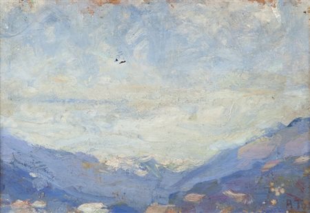 ARTURO TOSI (1871-1956) Montagne in azzurro (seconda metà anni Dieci)olio su...