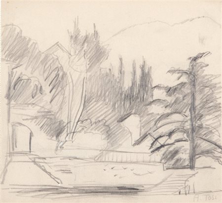 ARTURO TOSI (1871-1956) Paesaggio (prima metà anni Trenta)matita su carta cm...