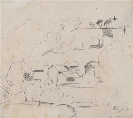 ARTURO TOSI (1871-1956) Casette (prima metà anni Trenta)matita su carta cm...