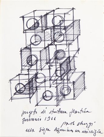 PAOLO SCHEGGI (1940-1971) Progetto di struttura plastica 1966inchiostro su...