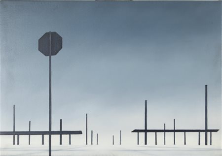 ANDREA CHIESI (1966-) Thule 26 2003olio su lino cm 50x70firmato, datato e...