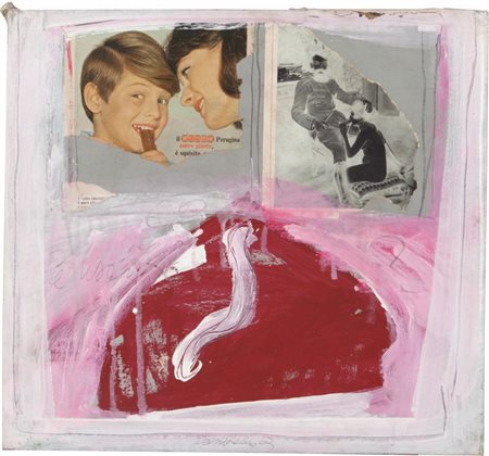 PAOLO BARATELLA (1935-2000) Senza titolo 1963collage e olio su tela cm...