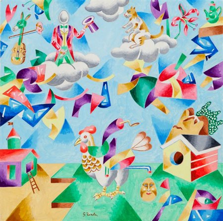 GABRIELE TUROLA (1945-) Senza titolo acrilico su tela cm 40x40firmato in...