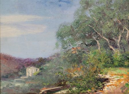 FILIPPO VACCHETTI (1873-1945) Paesaggio 1919olio su cartone cm 22x30firmato...