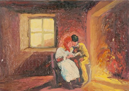 DEODATO PINO (1950-) Senza titolo olio su tela cm 25x35firmato e dedicato sul...