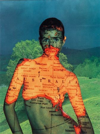 BOWES DAVID (1957-) Fata Morgana 1987collage cm 25x20firmato, datato e...
