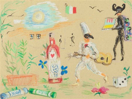 BOWES DAVID (1957-) Senza titolo 1994pastello su carta cm 37x47sul retro:...