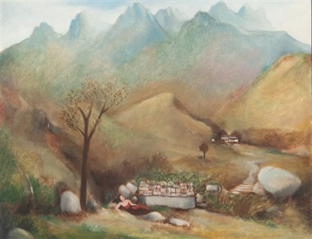 ENRICO BARBERA (1947-) Senza titolo 1987olio su tela cm 35x45firmato e datato...