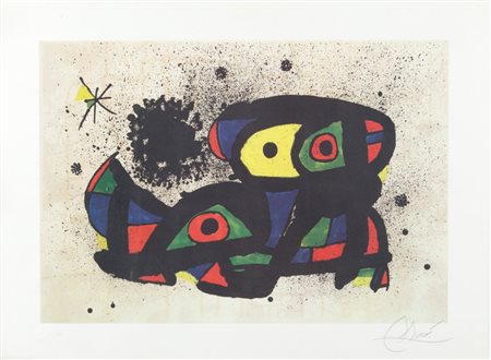 JOAN MIRO' (1893-1983) Senza titolo litografia cm 56x76esemplare 70/75firmato...