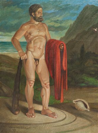 LIVADIOTTI MASSIMO (1959-) Ercole al Circeo 1986olio su tela cm 75x55firmato,...