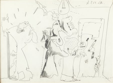 ADAMI VALERIO (1935-) Senza titolo 1964matita su carta cm 51x69firmato e...