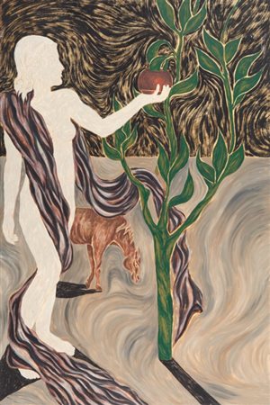 GIULIO GATTI (1902-1982) Donna e cavallo 1986olio su tela cm 120x80firmato e...