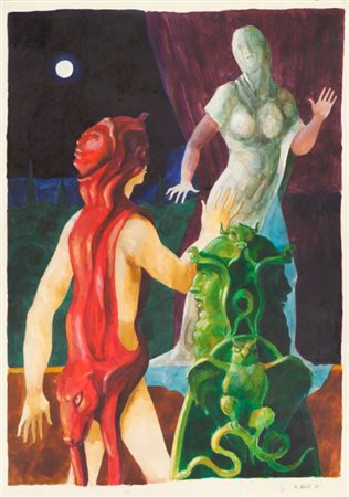 ABATE ALBERTO (1946-2012) Scena mitologica 1985olio su cartoncino cm...