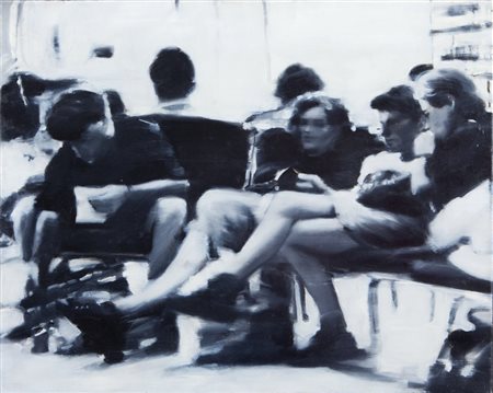 DANIELE GALLIANO (1961-) Aspettando l'aereo 1993olio su tela cm 40x50firmato,...