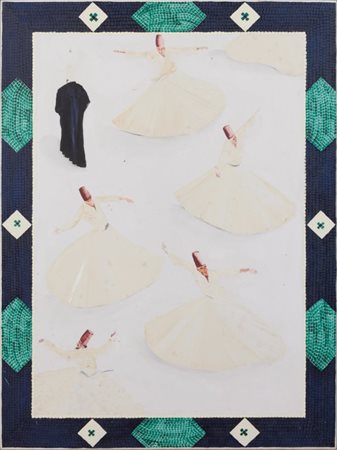 ALDO MONDINO (1938-2005) Turcata 1996acrilico su linoleum cm 120x90firmato,...