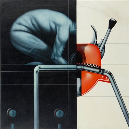 SERGIO SARRI (1938-) Esercizio all'attrezzo 1972acrilico su tela cm 100x100...