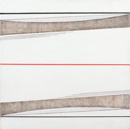 BICE LAZZARI (1900-1981) Linea rossa N.2 1966tecnica mista su tela cm...