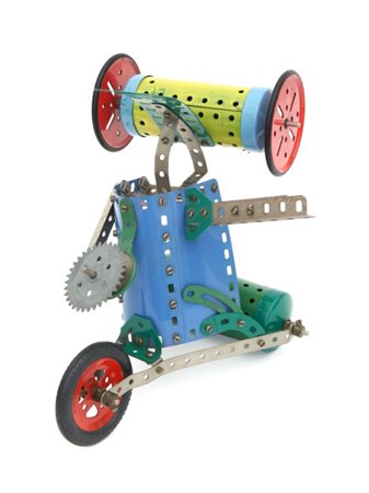 ENRICO BAJ (1924-2003) Mezzo d'assalto 1984meccano cm 23x25x23opera in fase...