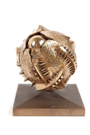 ARNALDO POMODORO (1926-) Sfera 2003bronzo Ø cm 15, cm 12x12 baseesemplare...