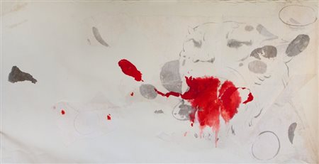 OMAR GALLIANI (1954-) Senza titolo 1981carta velina e acquerello su tela cm...