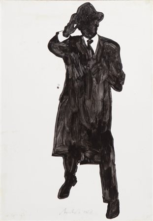 SERGIO LOMBARDO (1939-) Gesti tipici (La Pira) 1963smalto su carta intelata...