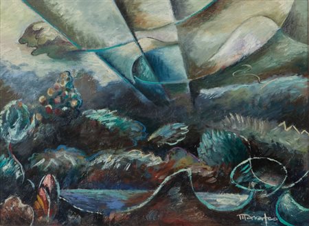 ANTONIO MARASCO (1896-1975) Paesaggio futurista 1949olio su tavola cm...