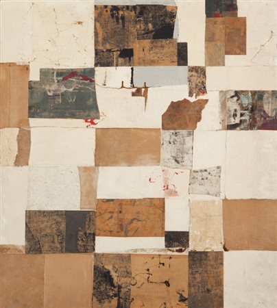 NUVOLO (1926-2008) Senza titolo 1954-1959nitrocellulosa e collage di carta e...