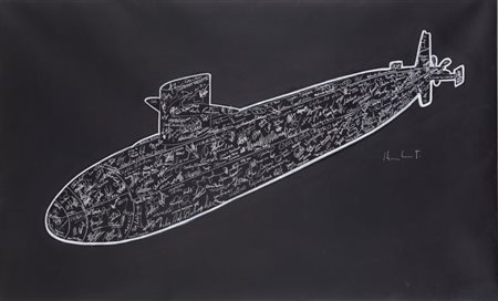 SEGURA MORA ESTERIO (1970-) Senza titolo (Sommergibile)acrilico e pastello su...