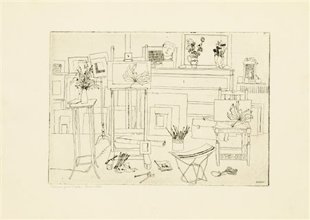 RENZO BIASION (1914-1996)Interno, 1963IncisioneLastra cm 24x35Foglio cm...