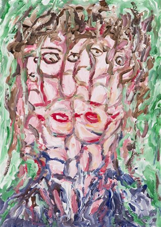 PAOLO AVANZI (1958)Studio di volto su fondo verde, 2014Acrilici su...