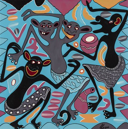 GEORGE LILANGA (1934-2005)Mapacha YavichwaAcrilici su masonitecm 60x60Firma...