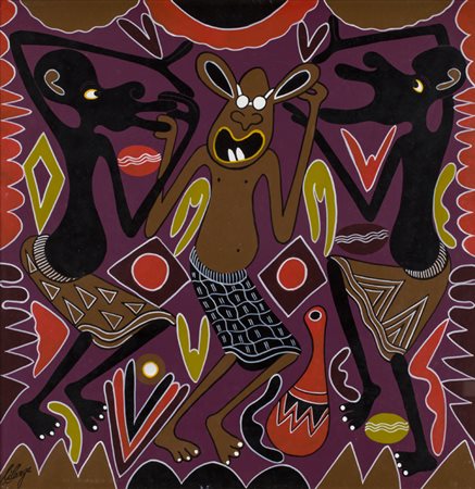 GEORGE LILANGA (1934-2005)Mimi ni mkubla.., 1999Acrilici su masonitecm...