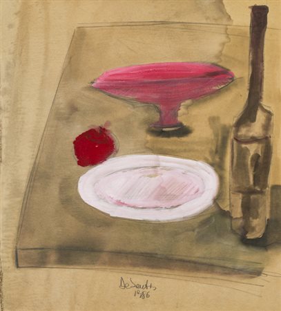 ANTONIO DE SANTIS (1950)Senza Titolo, 1986Tecnica mista su cartacm 52x47Firma...