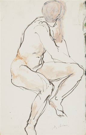 BRUNO CALVANI (1904-1985)Studio per scultura, 1962Tempera su carta applicata...