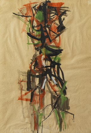 CLAUDIO CINTOLI (1935-1978)Senza Titolo, 1957Tecnica mista su cartacm...