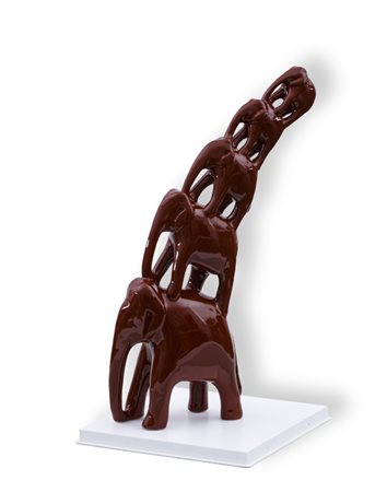 ALDO MONDINO (1938-2005)Scultura un cornoScultura in ceramica smaltatacm...