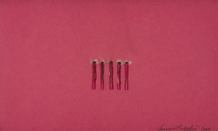 BERNARD AUBERTIN (1934-2015)Dessin de feu, 2008Fiammiferi bruciati su cartacm...