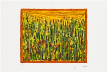 MARIO SCHIFANO (1934-1998)Campo verde, 1997Serigrafiacm 35x50Firma e...