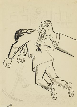 GEORGE GROSZ (1893-1959)Tradimento, 1922Matita e china su cartacm 59x43Firma...