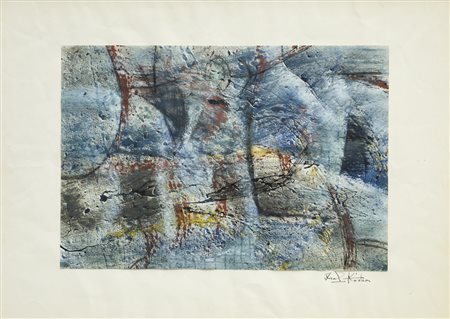 IBRAHIM KODRA (1918-2006)Senza TitoloTecnica mista su cartoncino applicato su...