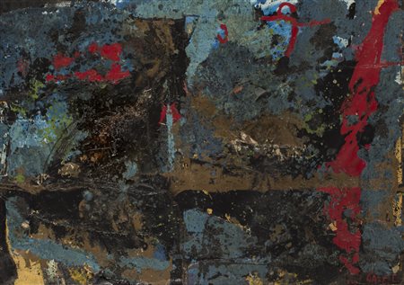 FRANCO GARELLI (1909-1973)L'ultimo remo, 1957Olio e applicazioni su telacm...